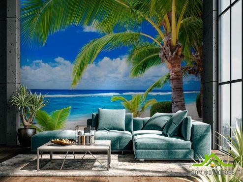 выбрать Фотообои Маленькие пальмы Фотообои Фотообои Море: горизонталная, горизонтальная, зелений, зеленый ориентация на стену