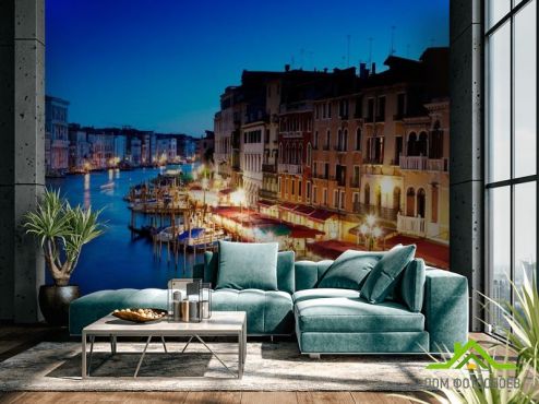 выбрать Фотообои Кафе у воды, Венеция Фотообои Фотообои Города: горизонталная, горизонтальная, синий ориентация на стену