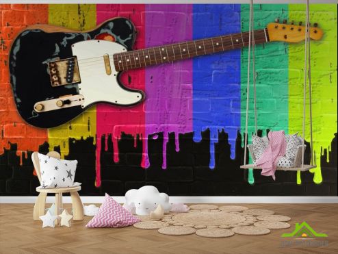выбрать Фотообои Гитара на фоне красок Фотообои в детскую на стену