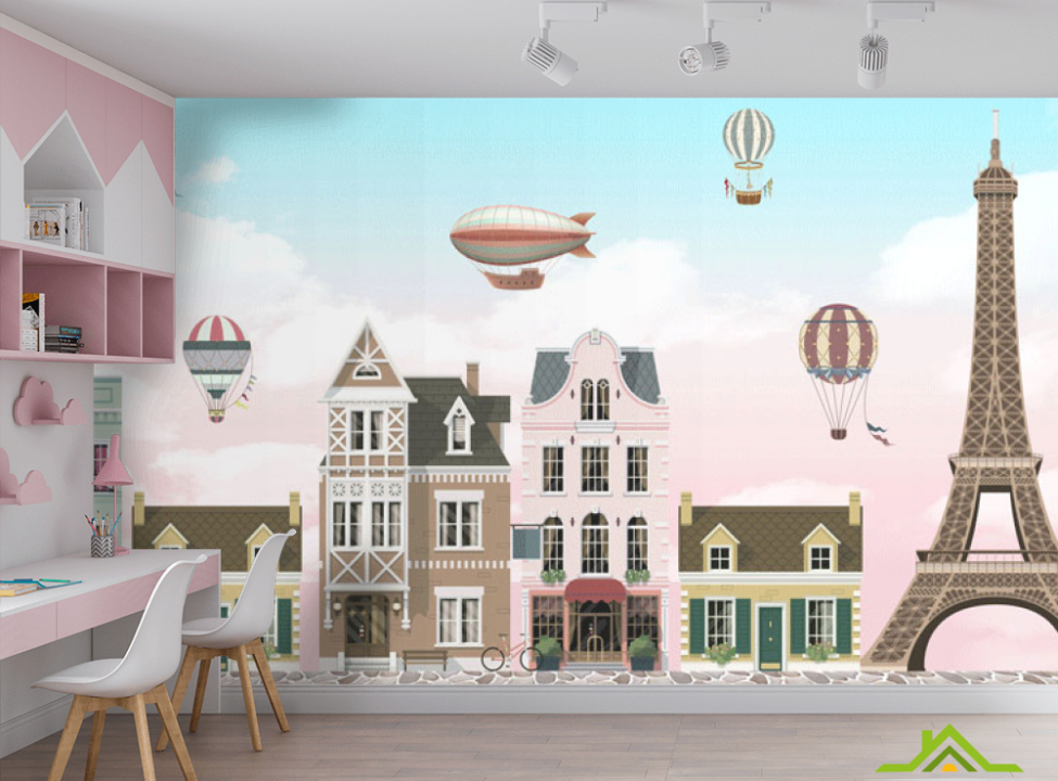 выбрать Фотообои Домики и эйфилевая башня Каталог фотообоев на стену