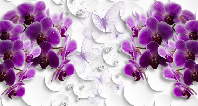 Фотошпалери Фіолетові орхідеї 3д