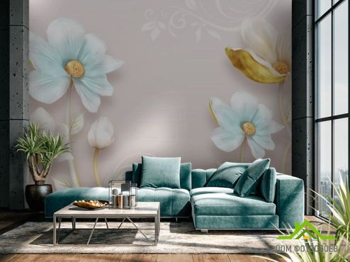 выбрать Квіти барельєф з візерунками Фотошпалери 3Д на стіну