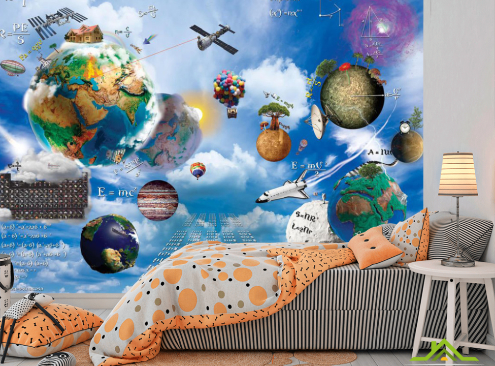 выбрать Фотообои Планеты с формулами Фотообои для подростка на стену