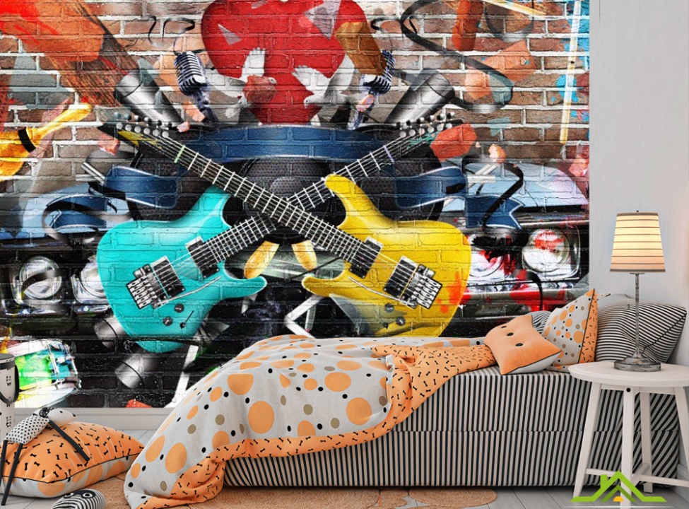 выбрать Фотошпалери Графіті стіна з гітарою Каталог фотошпалер на стіну