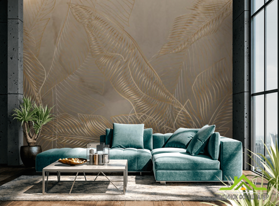выбрать Фотошпалери золоті тропічні листя Каталог фотошпалер на стіну