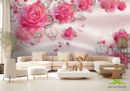 выбрать Фотошпалери 3D рожеві квіти Каталог фотошпалер на стіну