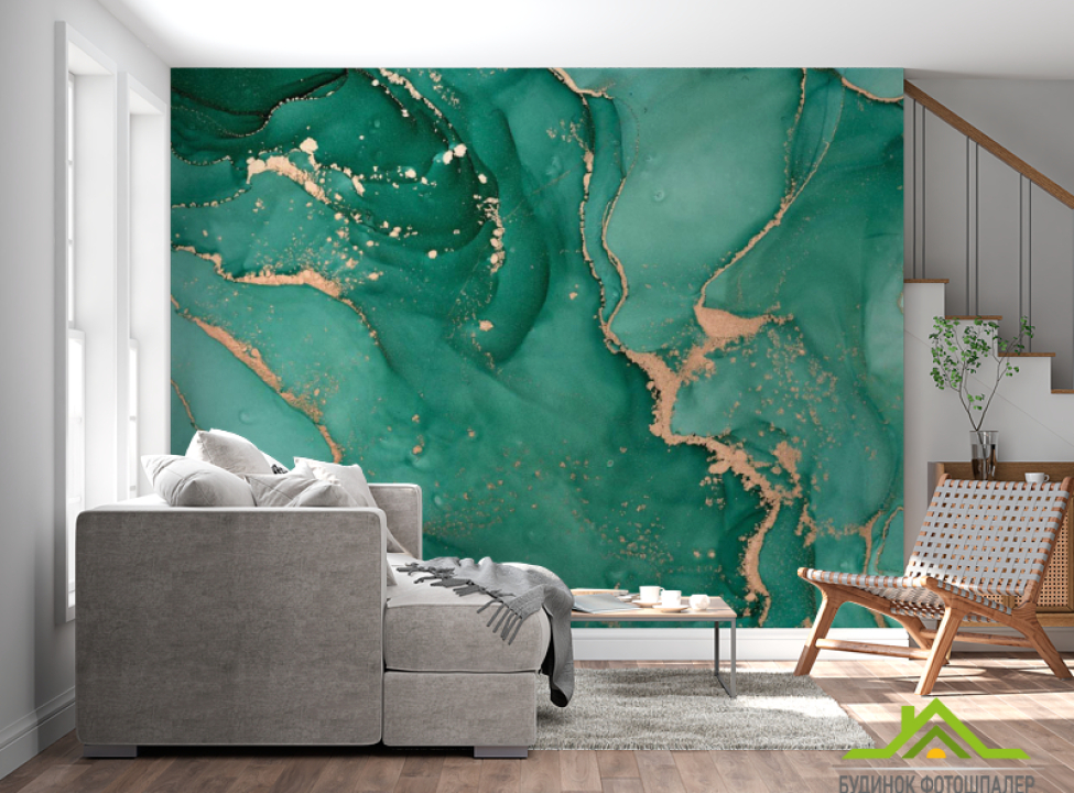 выбрать Фотообои бирюзовый флюид Фотообои Fluid art на стену