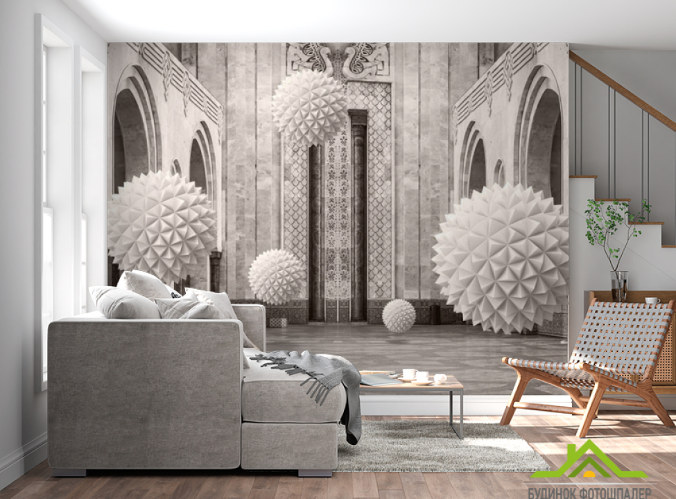 выбрать 3д фотообои 3д шары в арках Фотообои 3Д на стену