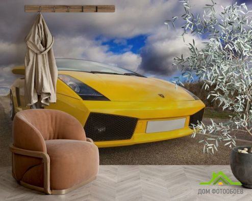 выбрать Фотообои Lamborghini Aventador F643 Фотообои Фотообои Транспорт: горизонталная, горизонтальная, желтый ориентация на стену