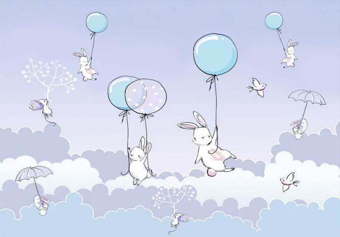 Фотообои Зайки на фмолетовом фоне