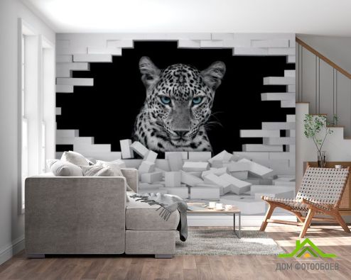 выбрать 3д фотообои Леопард Фотообои 3D фотообои: горизонталная, горизонтальная, рисунок ориентация на стену