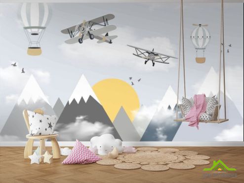 выбрать Фотообои Самолёты и воздушный шар Фотообои Фотообои Little kids: горизонталная, горизонтальная ориентация на стену