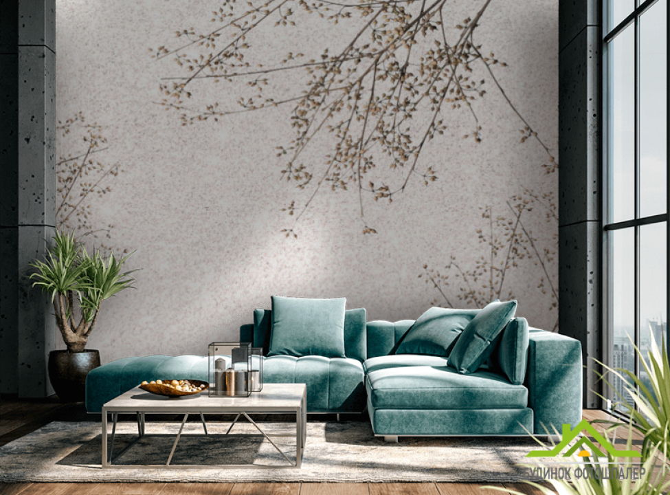 выбрать Фотообои Ветви на бежевом фоне Каталог фотообоев на стену