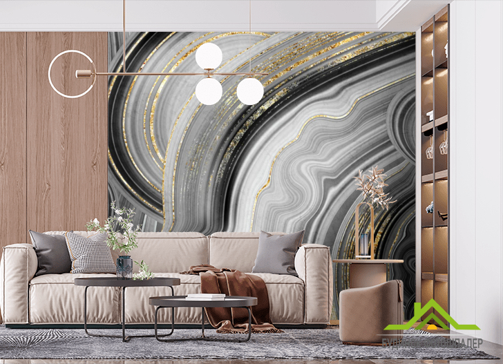 Фотообои Тёмный мрамор с золотом