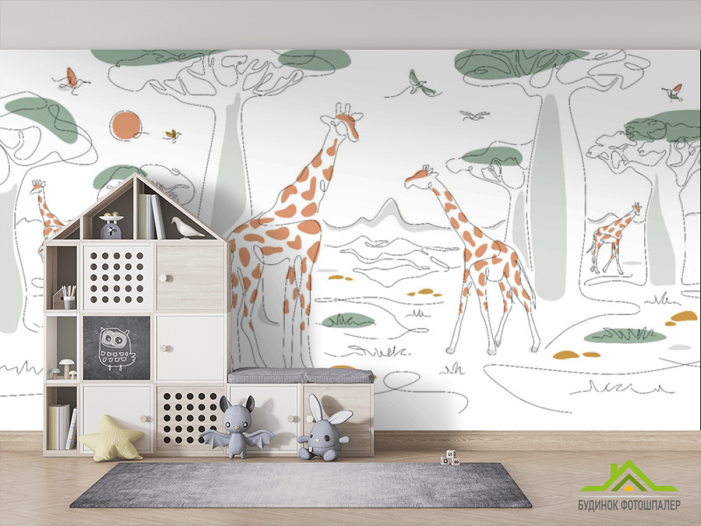 Фотошпалери Лінійні жирафи