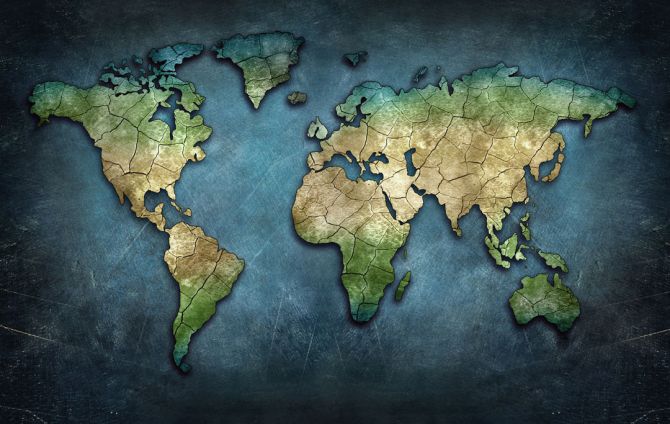 Фотообои Карта мира в синих тонах
