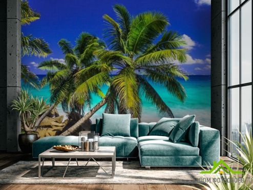 выбрать Фотообои две пальмы над голубым морем  на стену