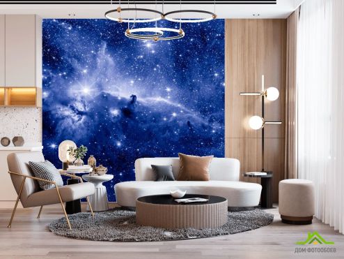 выбрать Фотошпалери Сяйво зірок Фотошпалери Фотошпалери Космос: малюнок, синій  на стіну