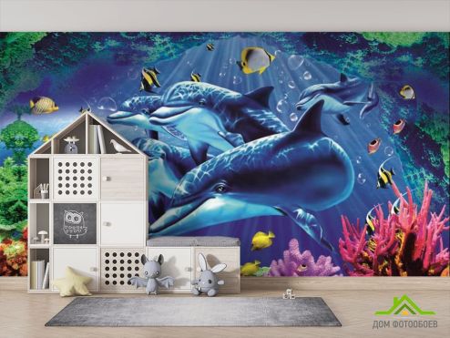 выбрать Фотообои 3д дельфины Фотообои, цвет: «» на стену
