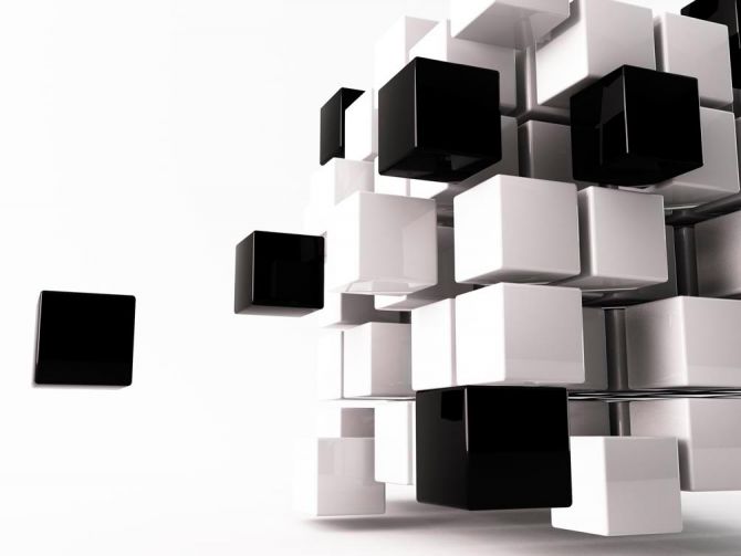 3д фотообои Черние и белые кубы
