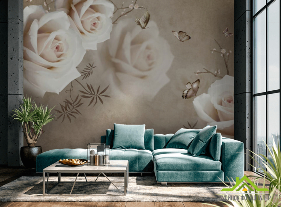 выбрать Фотошпалери троянди на коричневому тлі Каталог фотошпалер на стіну