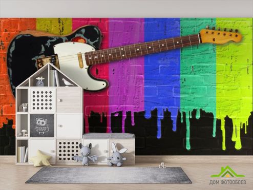 выбрать Фотошпалери Гітара на тлі фарб  на стіну