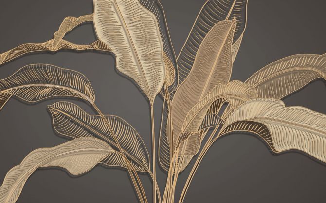 Фотообои золотые банановые листья