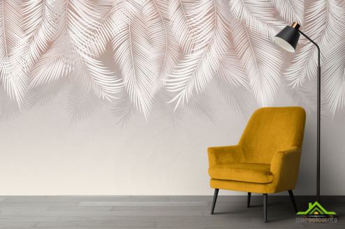выбрать Фотообои графические бежевые пальмовые листья Фотообои Дизайнерские листья на стену