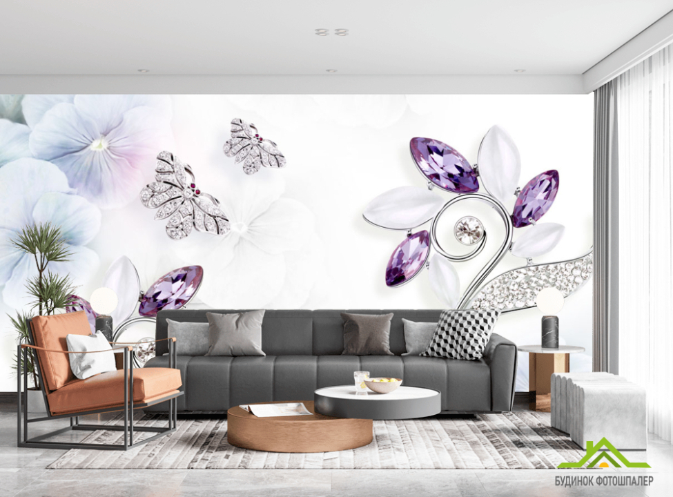 выбрать Фотообои Цветы из брошек Каталог фотообоев на стену