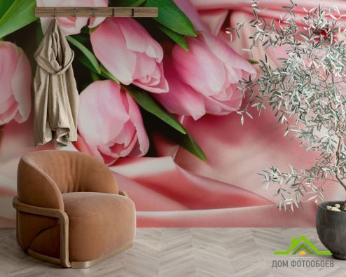выбрать Фотообои Розовые тюльпаны Фотообои Фотообои Тюльпаны: горизонталная, горизонтальная ориентация на стену