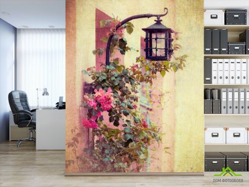 выбрать Фотообои Фонарь и цветы Фотообои Винтаж на стену