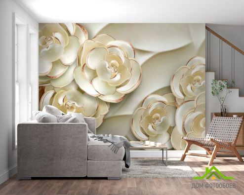 выбрать Фотообои Объёмные 3d цветы Фотообои 3Д барельеф на стену