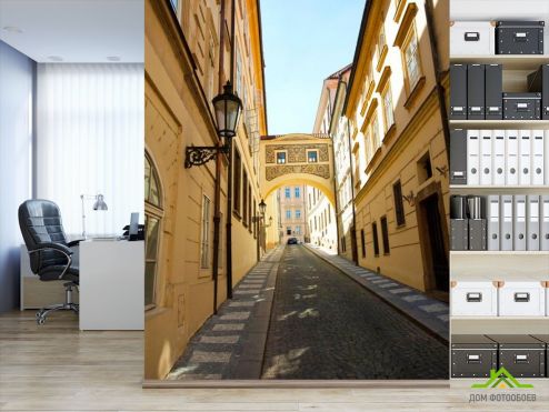 выбрать Фотошпалери Вузька вулиця старого міста Фотошпалери, колір: «різнобарвний, вертикальна» на стіну