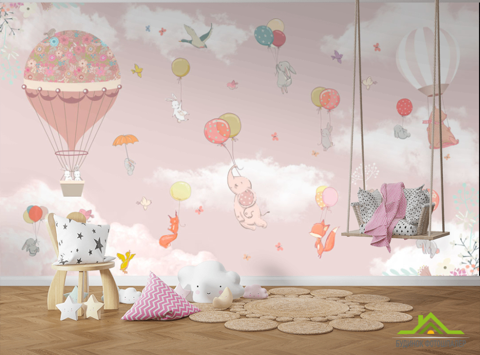 выбрать Фотообои Звери на воздушных шарах Каталог фотообоев на стену