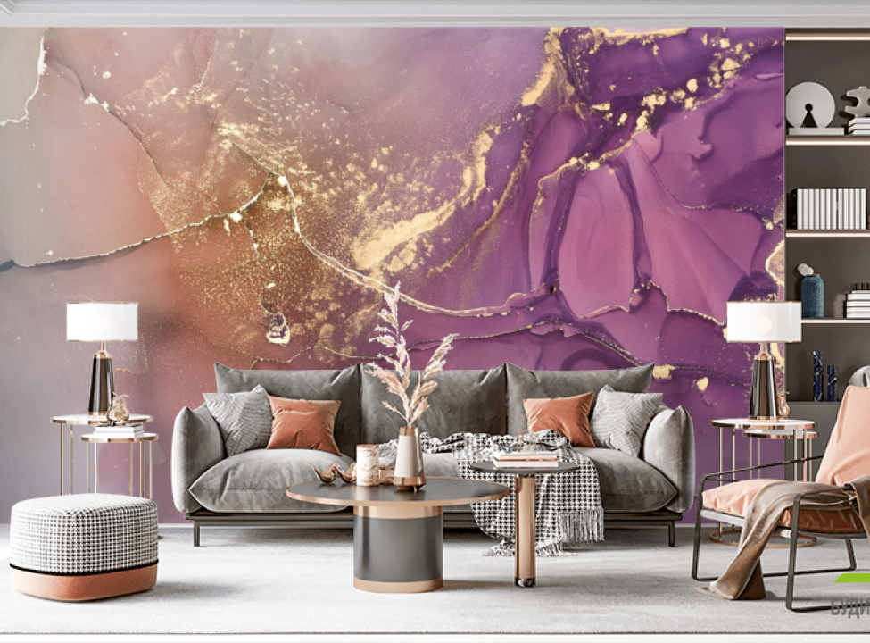 выбрать Фотошпалери фіолетовий флюїд золото Каталог фотошпалер на стіну