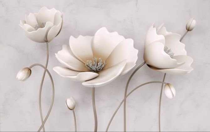 Фотообои Бежевые керамические цветы