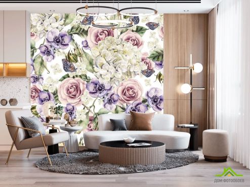 выбрать Фотообои цветы акварелью Фотообои Фотообои Цветы:  на стену