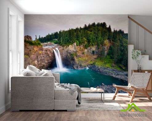 выбрать Фотообои водопад в горах в лесу Фотообои, цвет: «горизонталная, горизонтальная» на стену