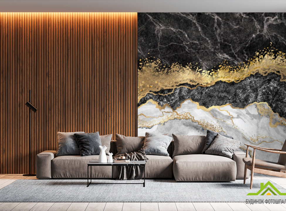 выбрать Фотообои Чёрный флюид с золотом Каталог фотообоев на стену
