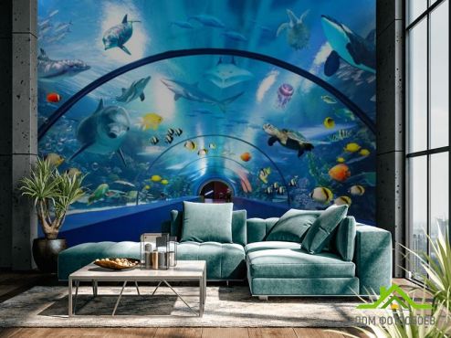 выбрать Фотообои большой аквариум  на стену