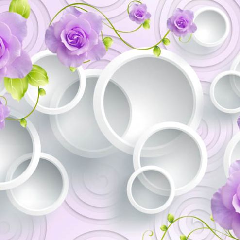 выбрать Фотообои розы на 3д фоне Фиолетовые фотообои на стену