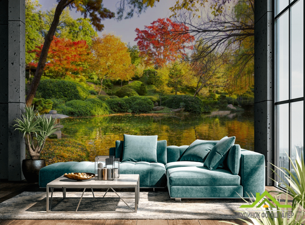 выбрать Фотообои осенний лес над озером Каталог фотообоев на стену