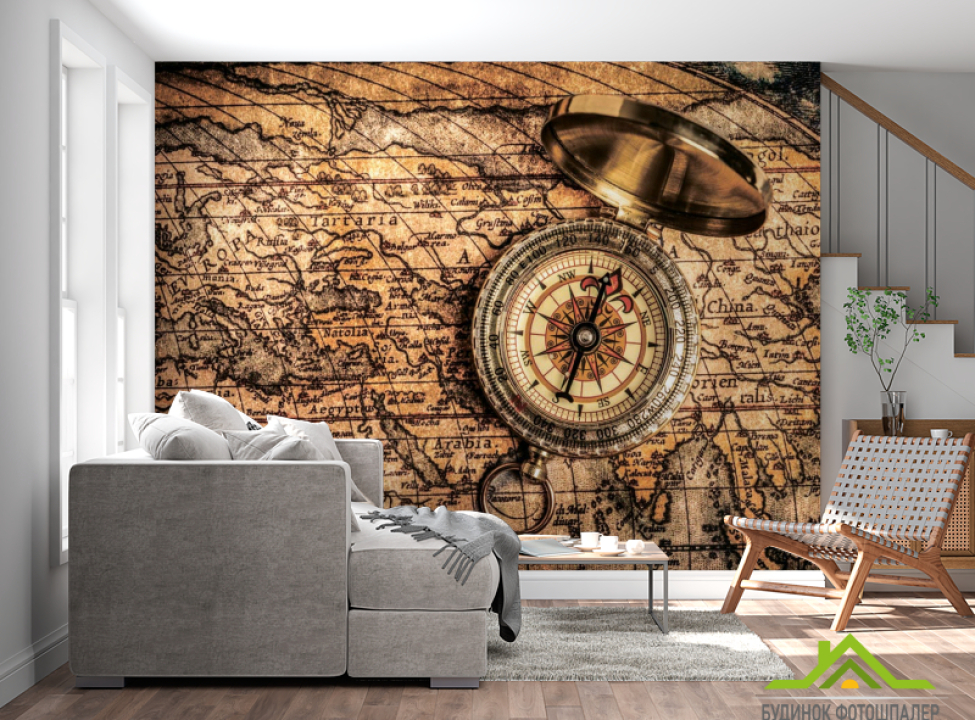 выбрать Фотошпалери Карта з компасом Каталог фотошпалер на стіну