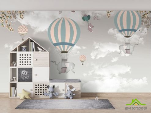 выбрать Фотообои Слон на воздушном шаре Колекція для дитячої кімнати на стіну