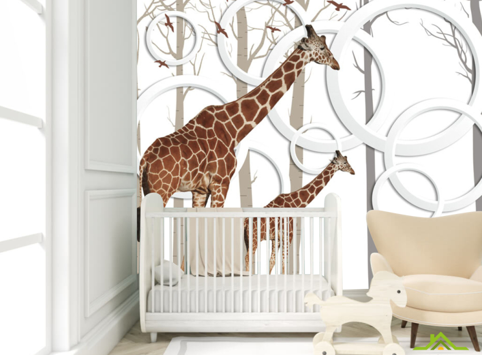 выбрать Фотообои Жирафи 3д Каталог фотообоев на стену