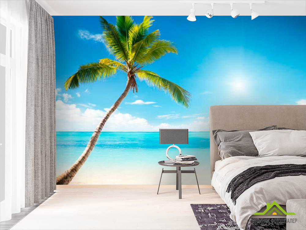 Фотошпалери Пальма, сонце, пляж