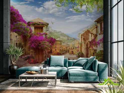 выбрать Фотообои Цветочный дворик Фотообои в стиле прованс на стену