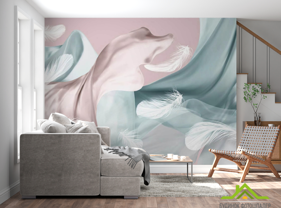 выбрать Фотообои Перья на фоне атласа Каталог фотообоев на стену