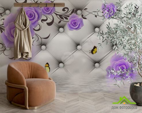 выбрать Фотообои 3д фиолетовые розы Фотообои, цвет: «горизонталная, горизонтальная» на стену