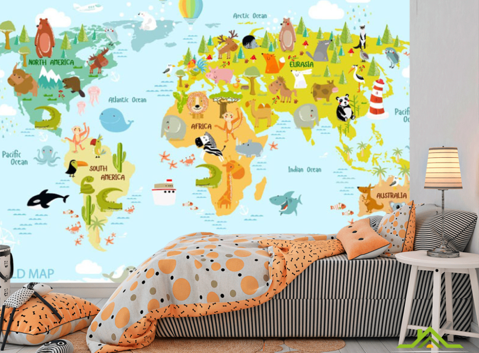 выбрать Фотошпалери карта світу в дитячу Каталог фотошпалер на стіну